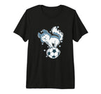 Husky Dog Loves Soccer Tri Blend T-Shirt - Trendy Graphic for Adults