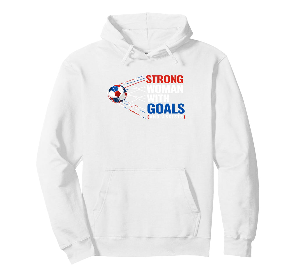 Strong Goals And Assists Womens Soccer Hoodie - Graphic Print for Adults
