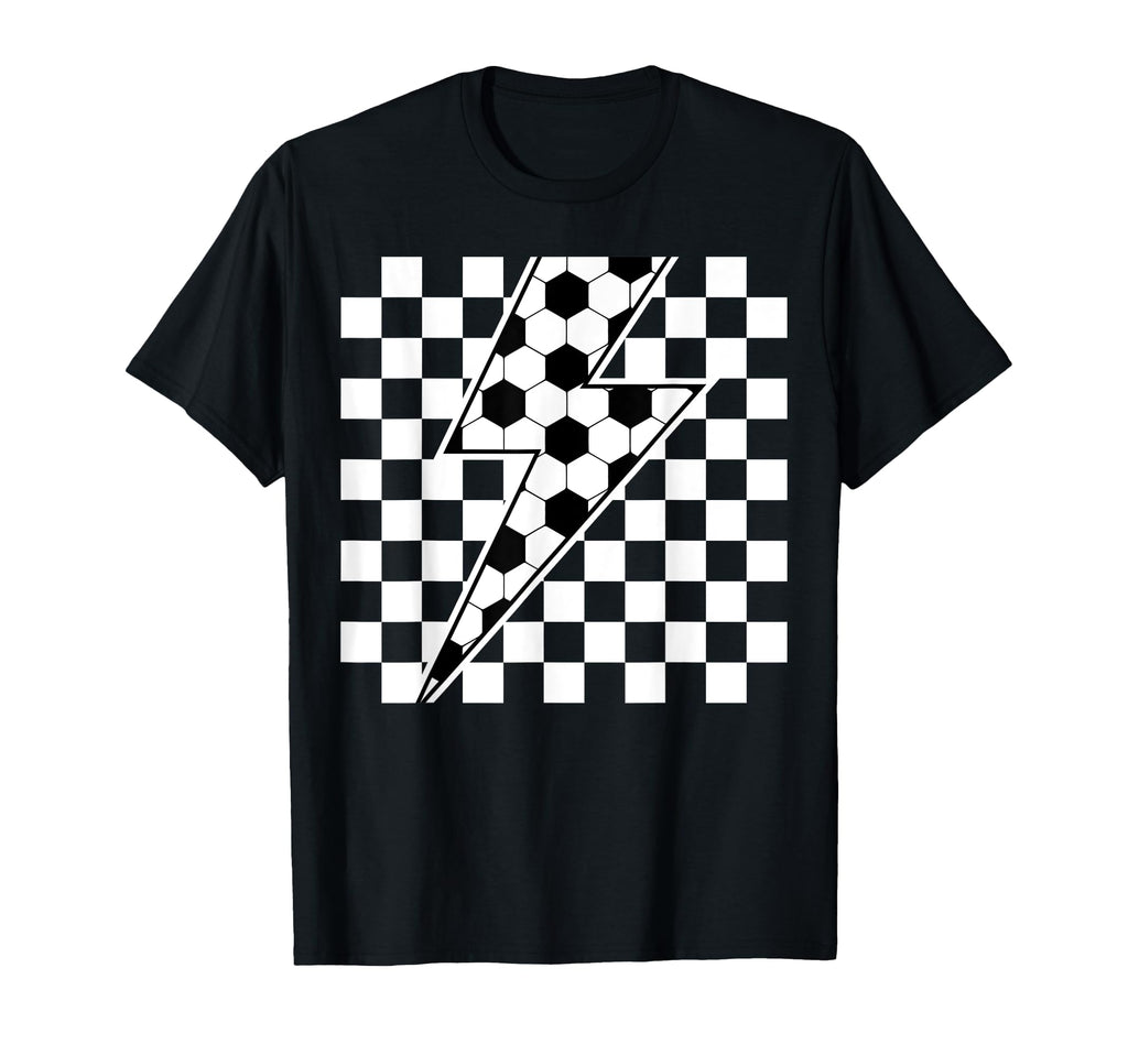 Lightning Bolt Checkered Aesthetic T-Shirt - Custom Art Print Unisex