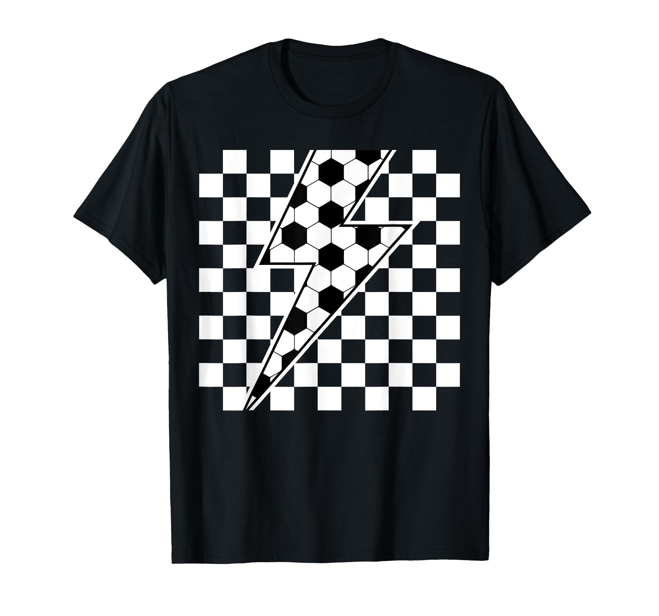 Lightning Bolt Checkered Aesthetic T-Shirt - Custom Art Print Unisex