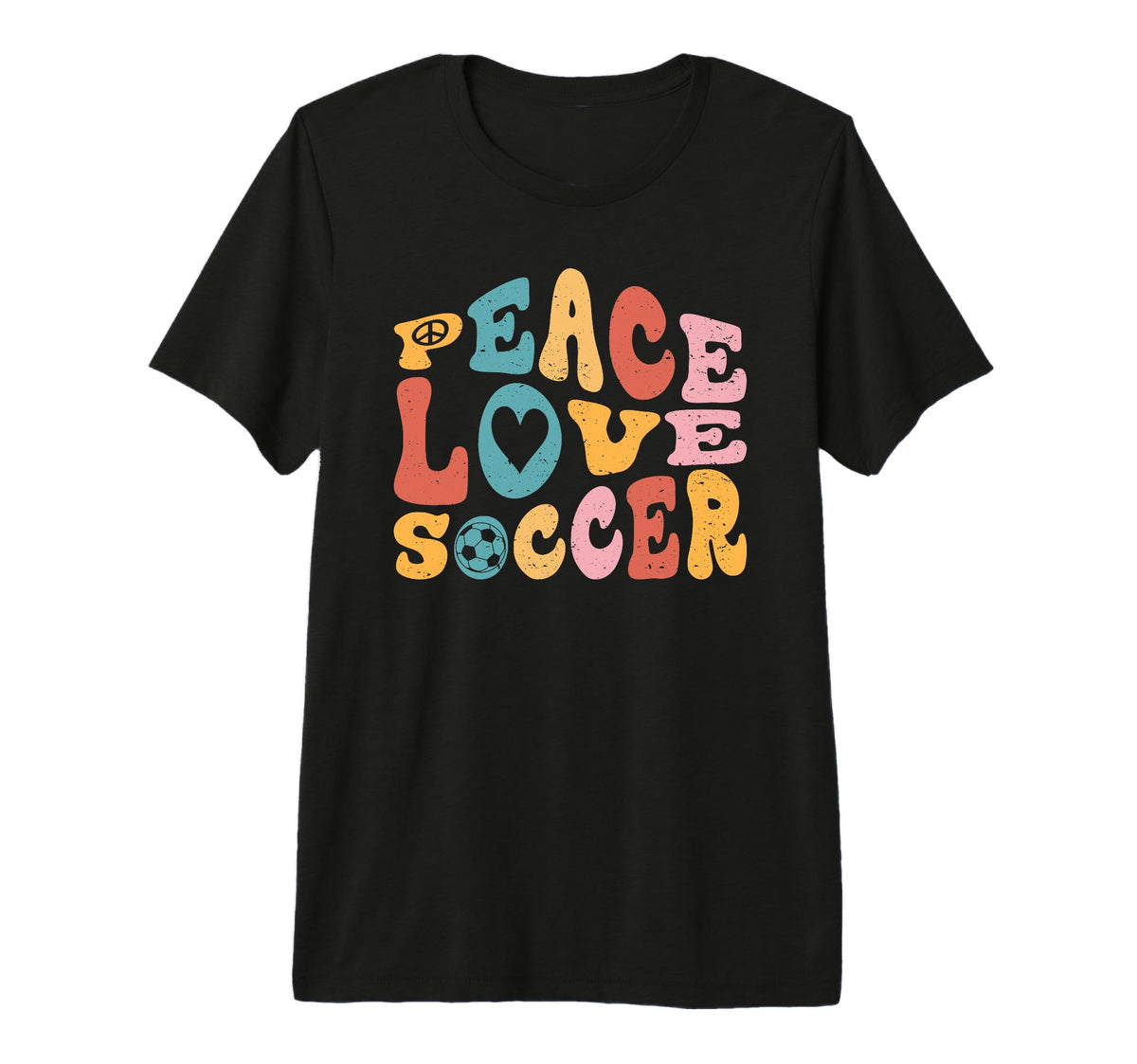 Peace Love Soccer Groovy Tri Blend T-Shirt - Trendy Graphic for Adults