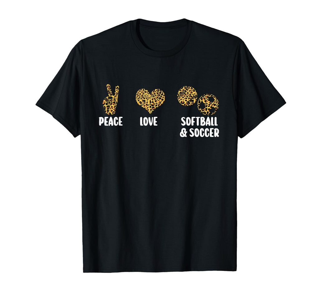 Peace Love Softball Soccer Softball T-Shirt - Aesthetic Graphic Unisex