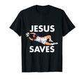 Jesus Saves Tees Funny Soccer Tees Hoodie - Graphic Print for Adults