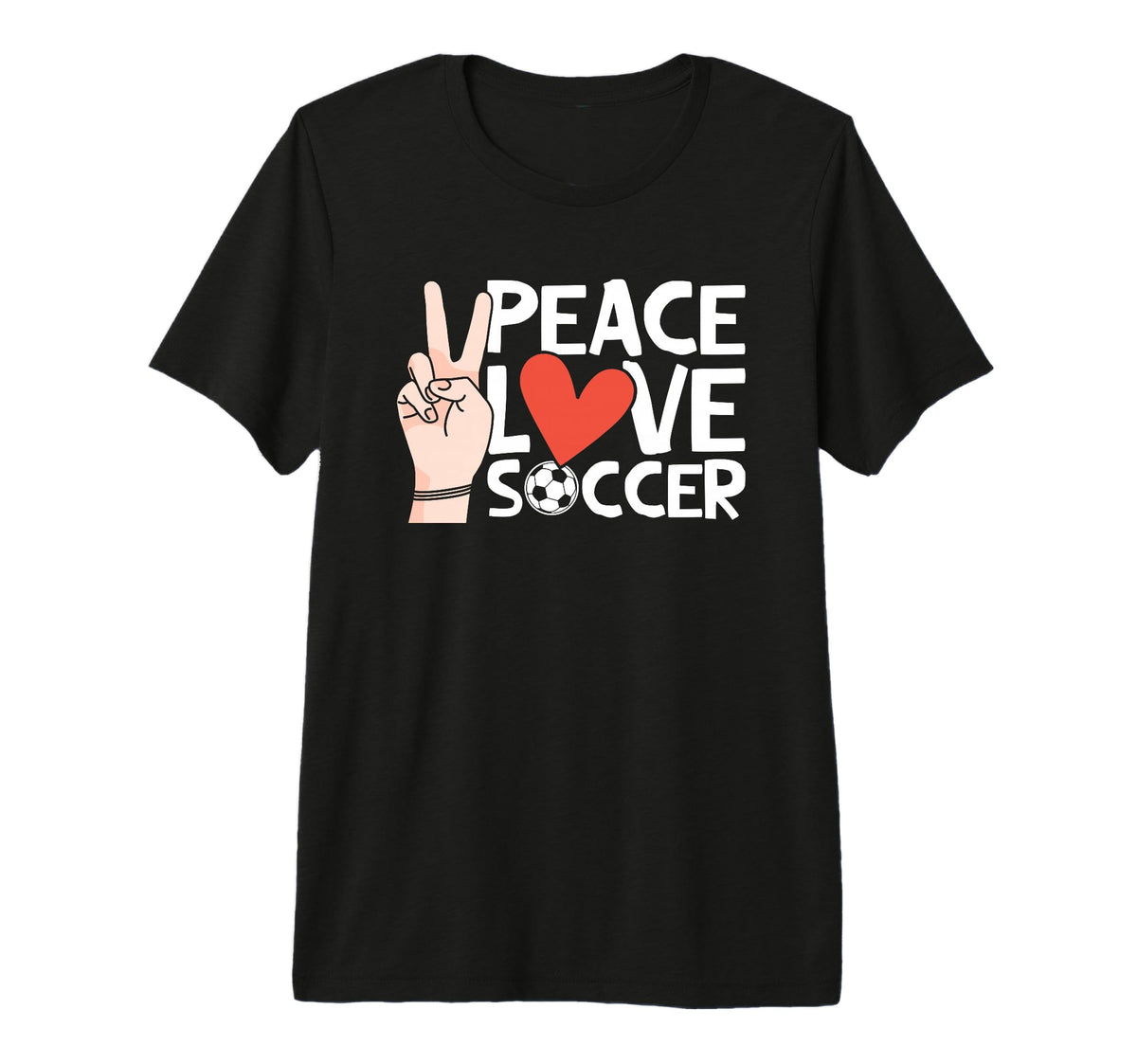 Peace Love Soccer Tri Blend T-Shirt - Fun Novelty Design Unisex