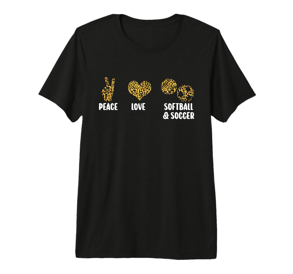 Peace Love Softball Soccer Softball Tri T-Shirt - Graphic Print Men Women