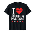 I Love Soccer And Pandas Funny T-Shirt - Aesthetic Graphic Men Women