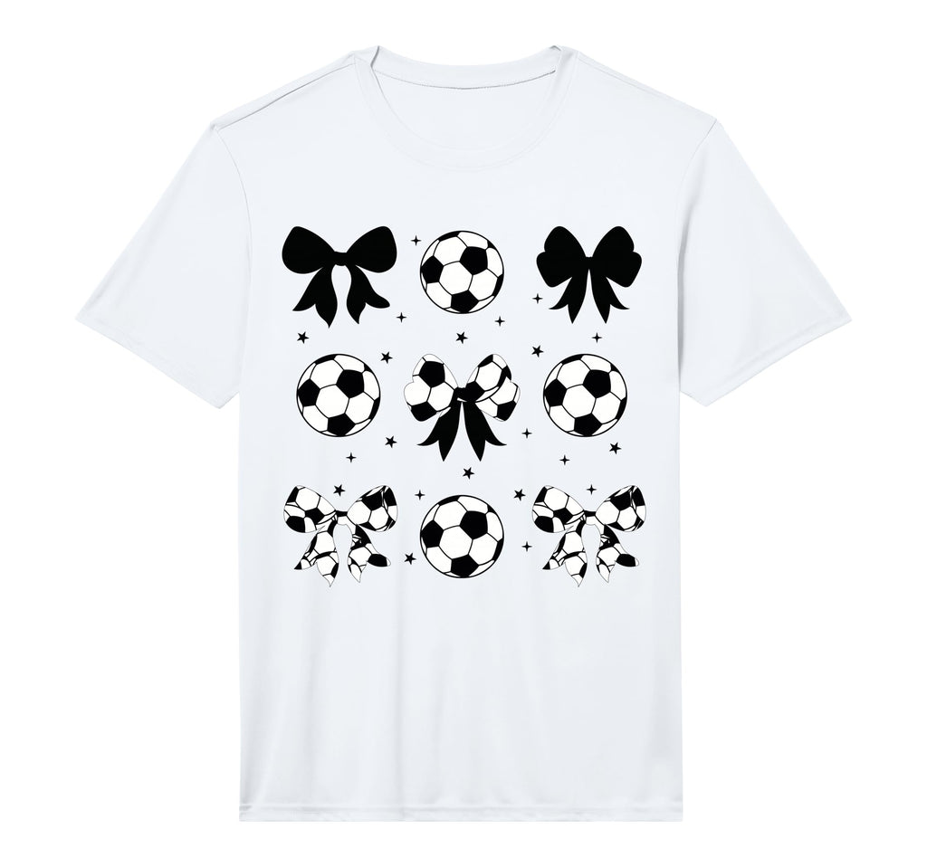 Coquette Football Bow Cheer Soccer Mama T-Shirt - Graphic Print for Adults