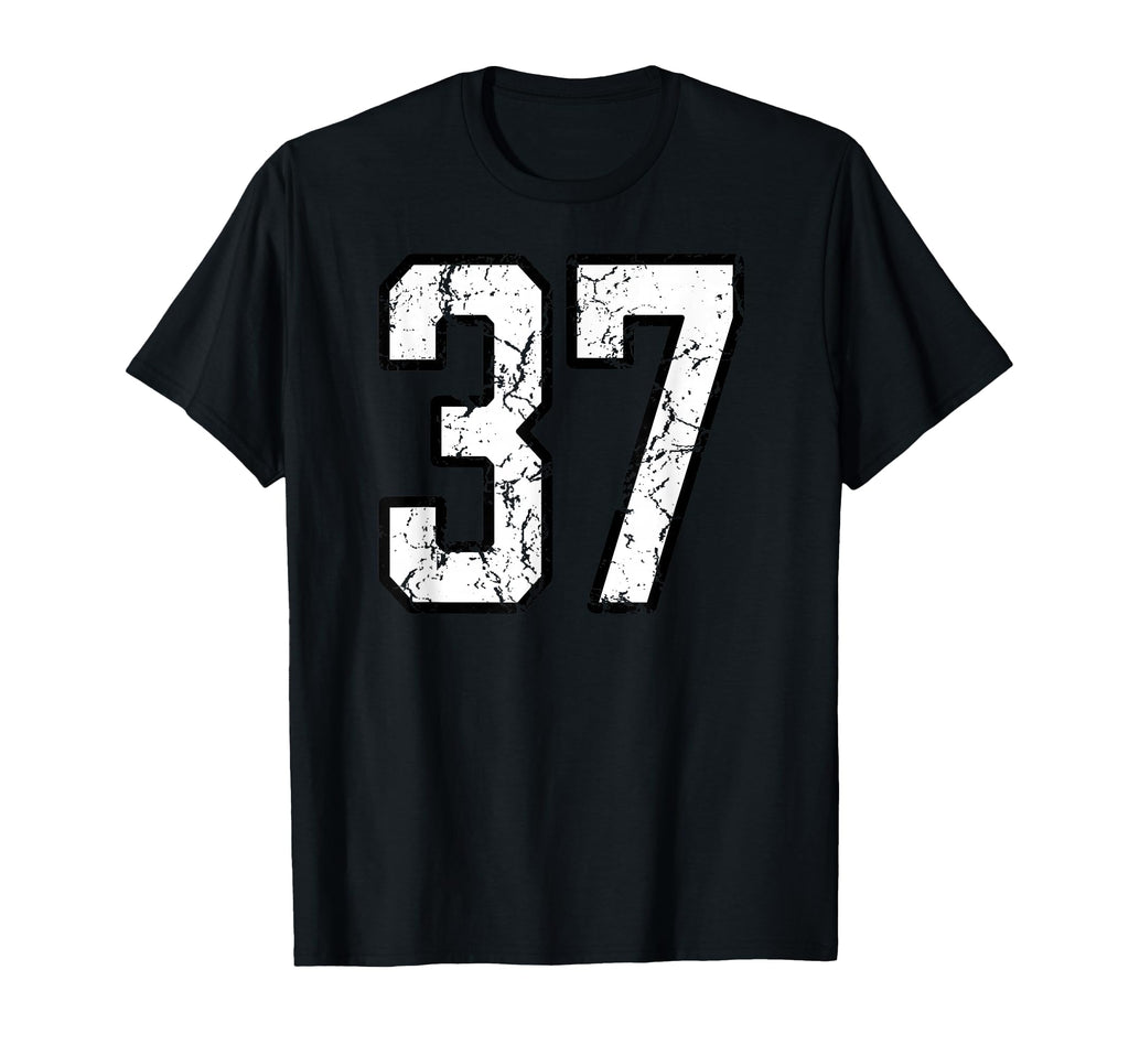 White And Black Sports Number 37 T-Shirt - Novelty Apparel Men Women