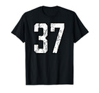 White And Black Sports Number 37 T-Shirt - Novelty Apparel Men Women