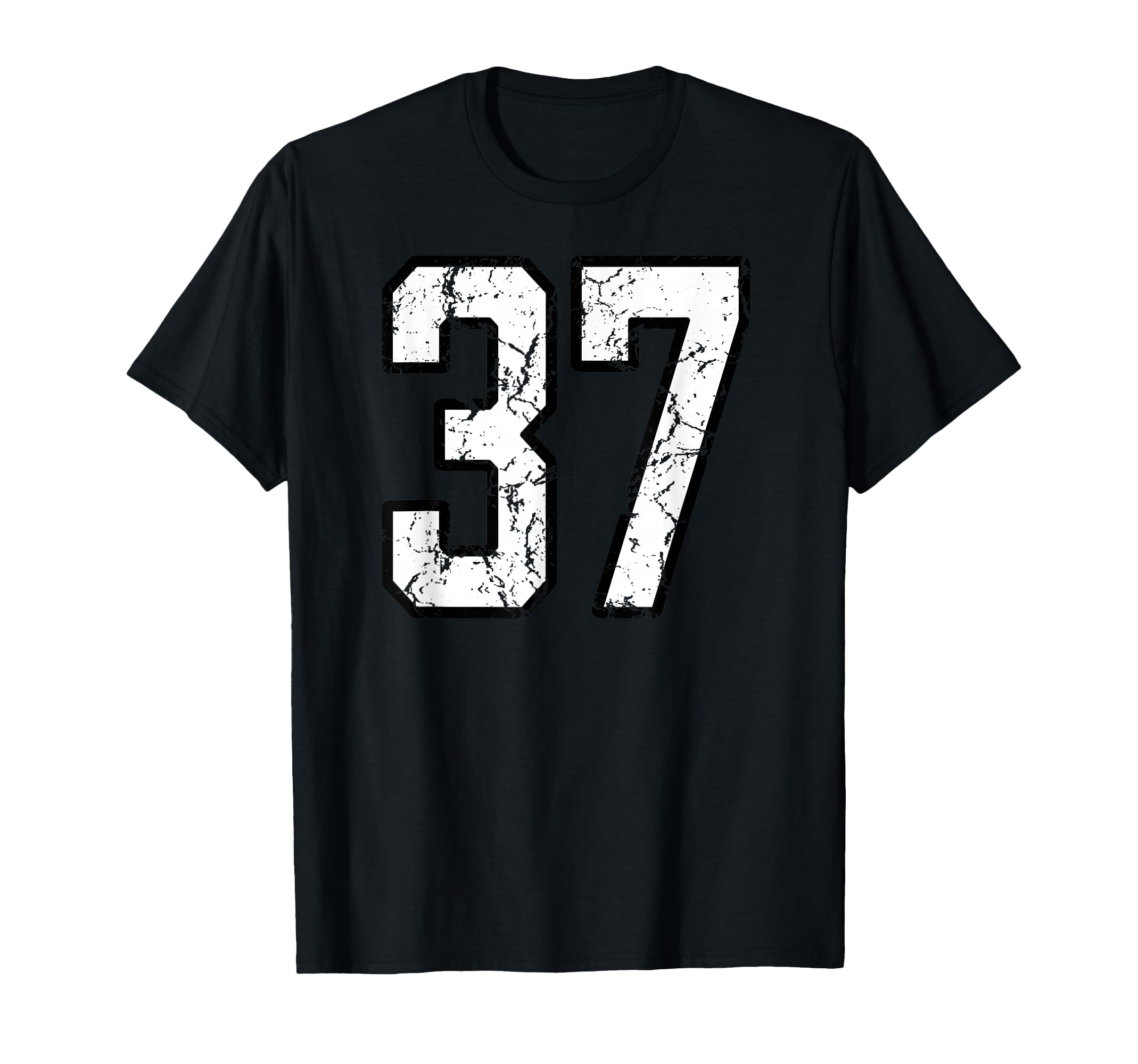 White And Black Sports Number 37 T-Shirt - Novelty Apparel Men Women