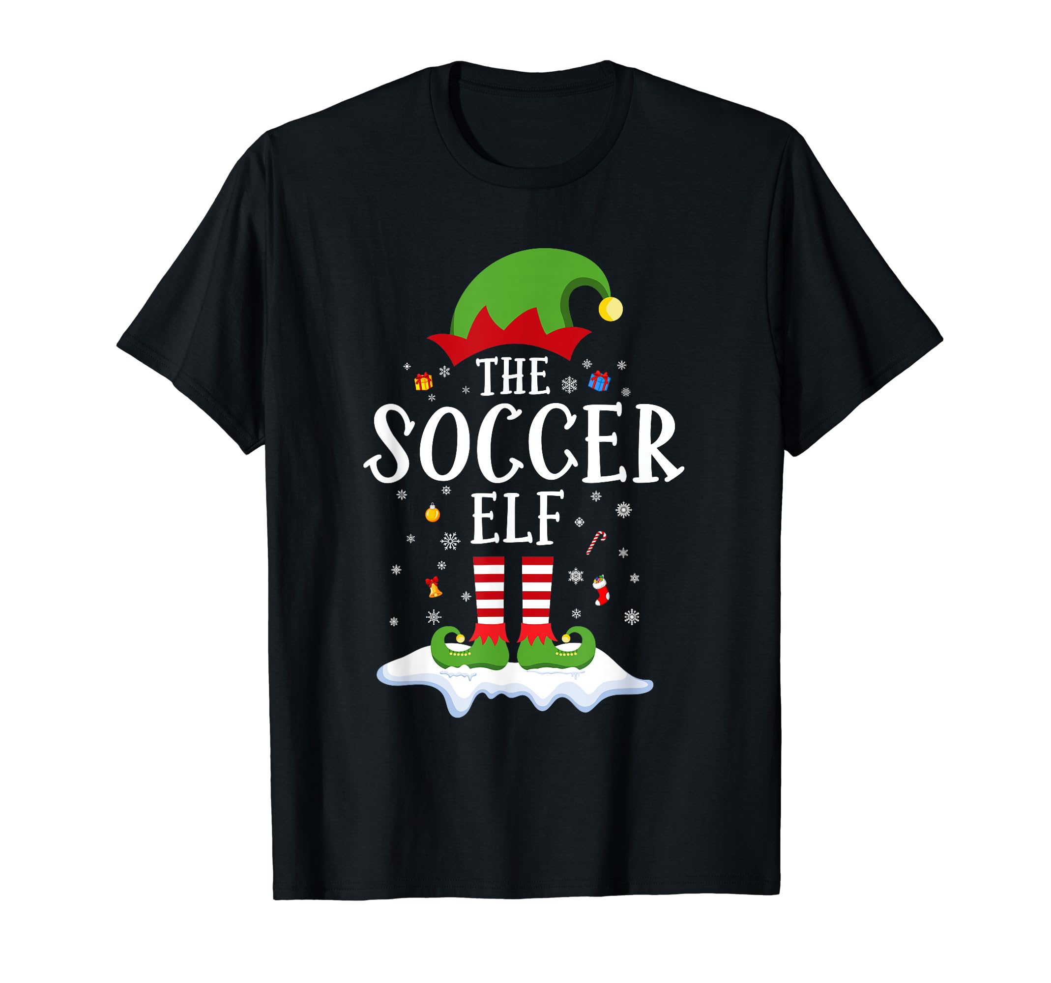 Soccer Elf Funny Matching Family Pajama T-Shirt - Fun Novelty Design Unisex