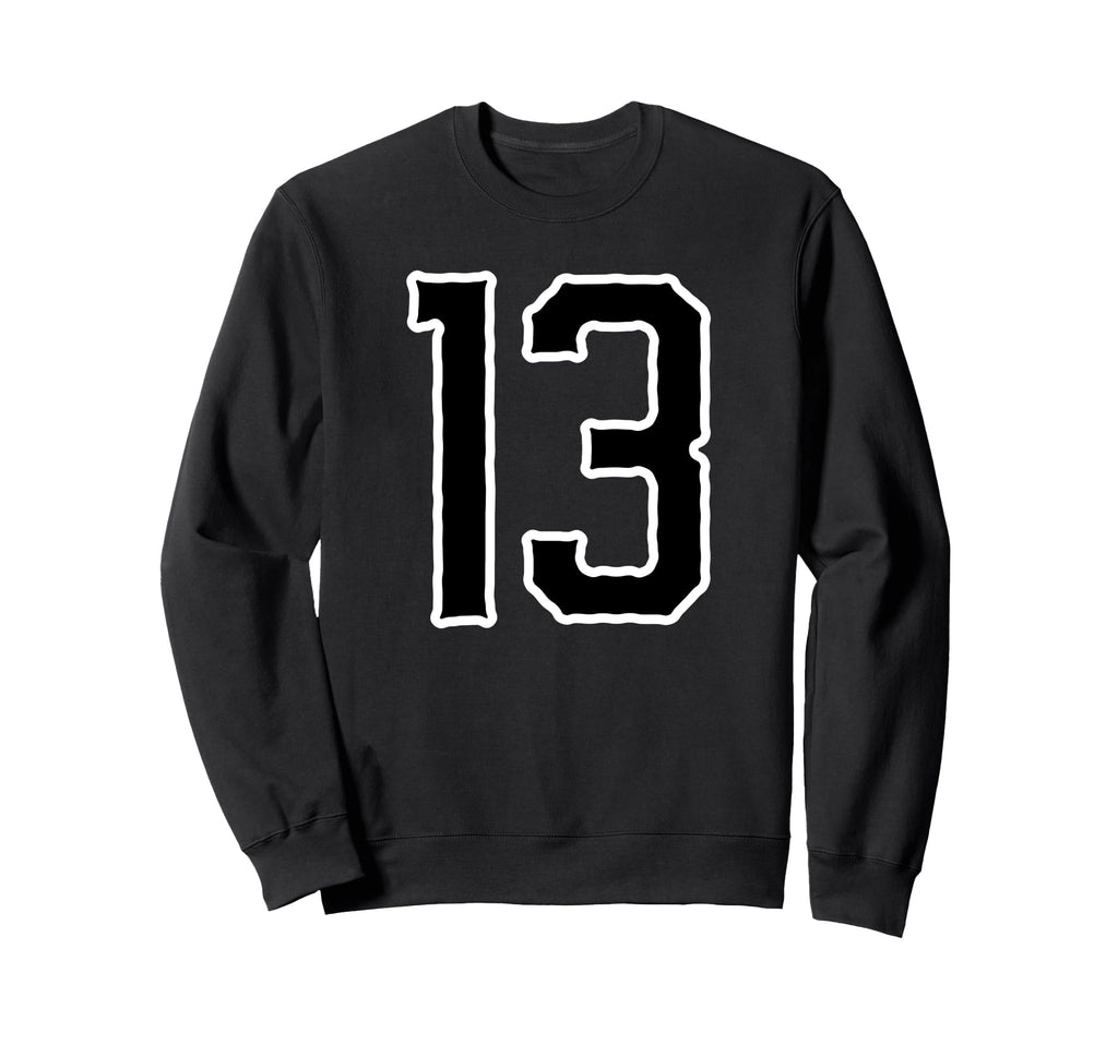Number 13 White Black Sport Sweatshirt - Custom Art Print for Adults