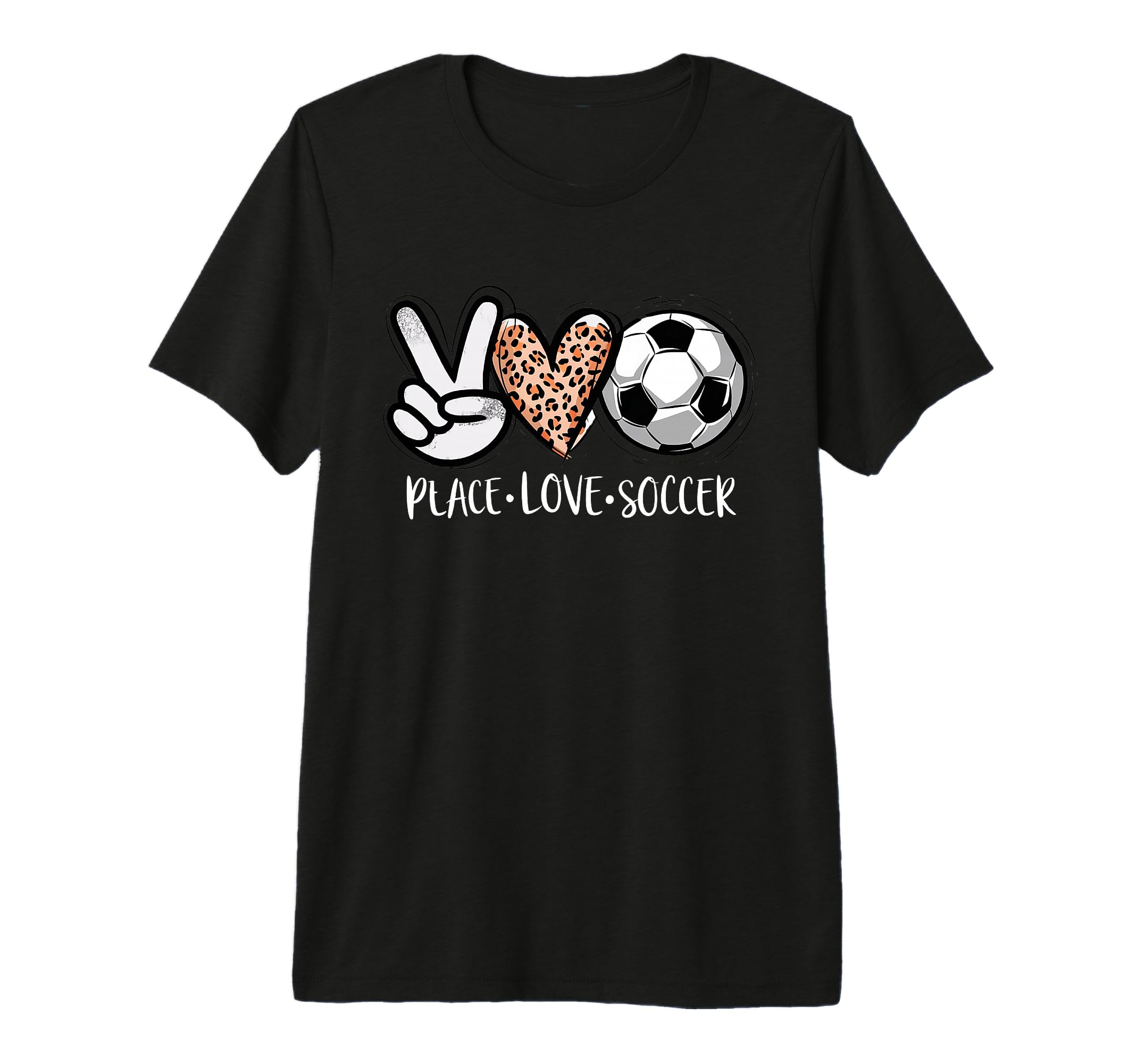 Peace Love Soccer Leopard Sport T-Shirt - Casual Everyday Wear for Adults