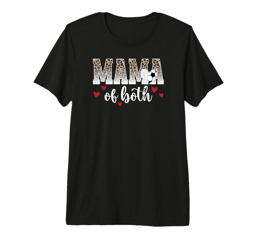 Mama Both Leopard Volleyball Soccer Mom T-Shirt - Trendy Graphic Men Women