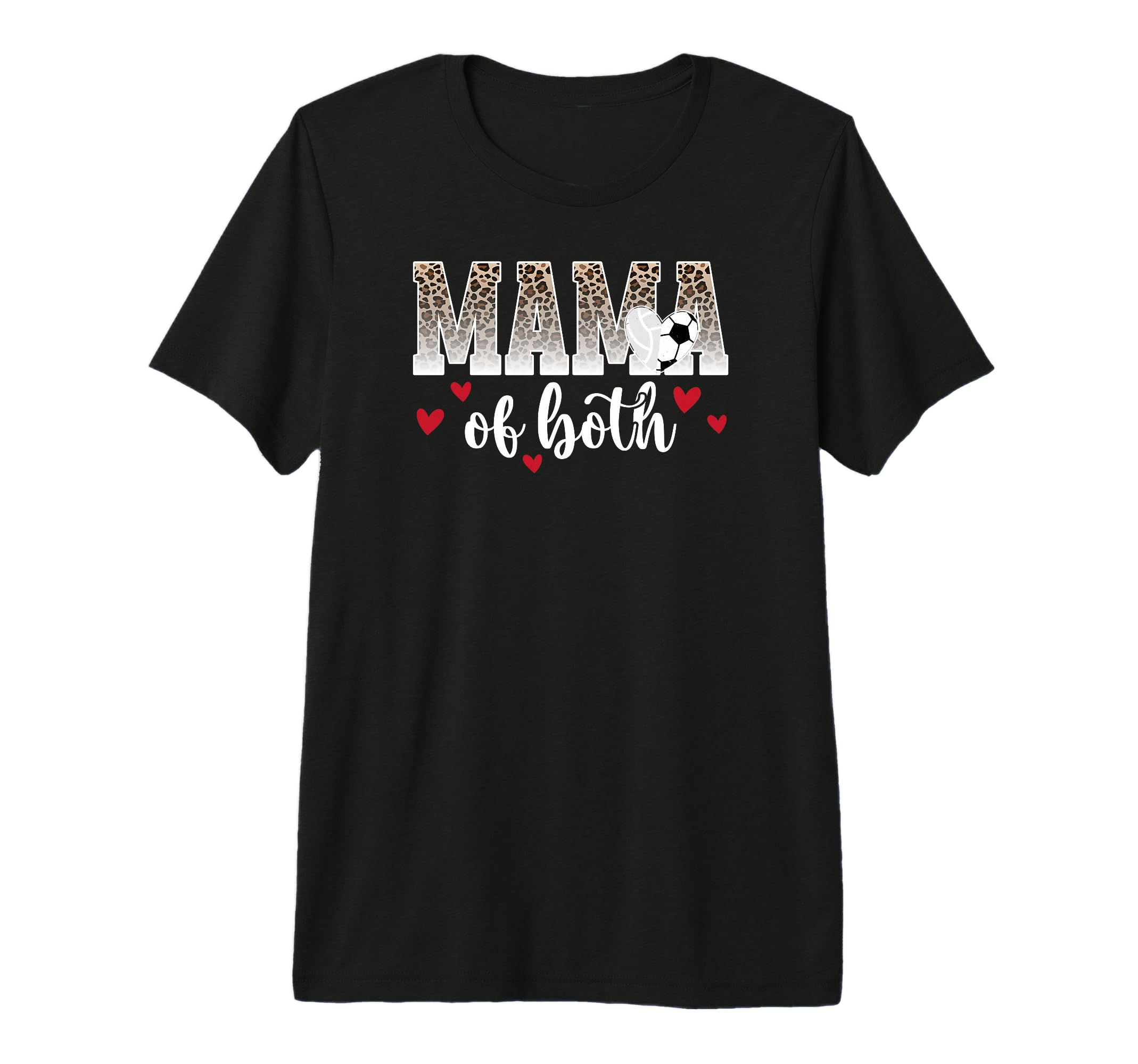Mama Both Leopard Volleyball Soccer Mom T-Shirt - Trendy Graphic Men Women