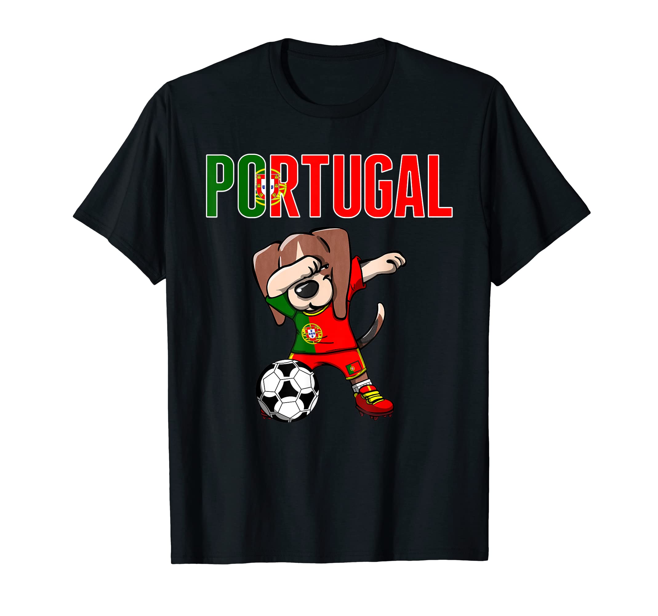 Dabbing Beagle Portugal Soccer Fans T-Shirt - Novelty Apparel Unisex
