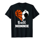 Ball Nonnie Heart Funny Soccer Basketball T-Shirt - Trendy Graphic Unisex