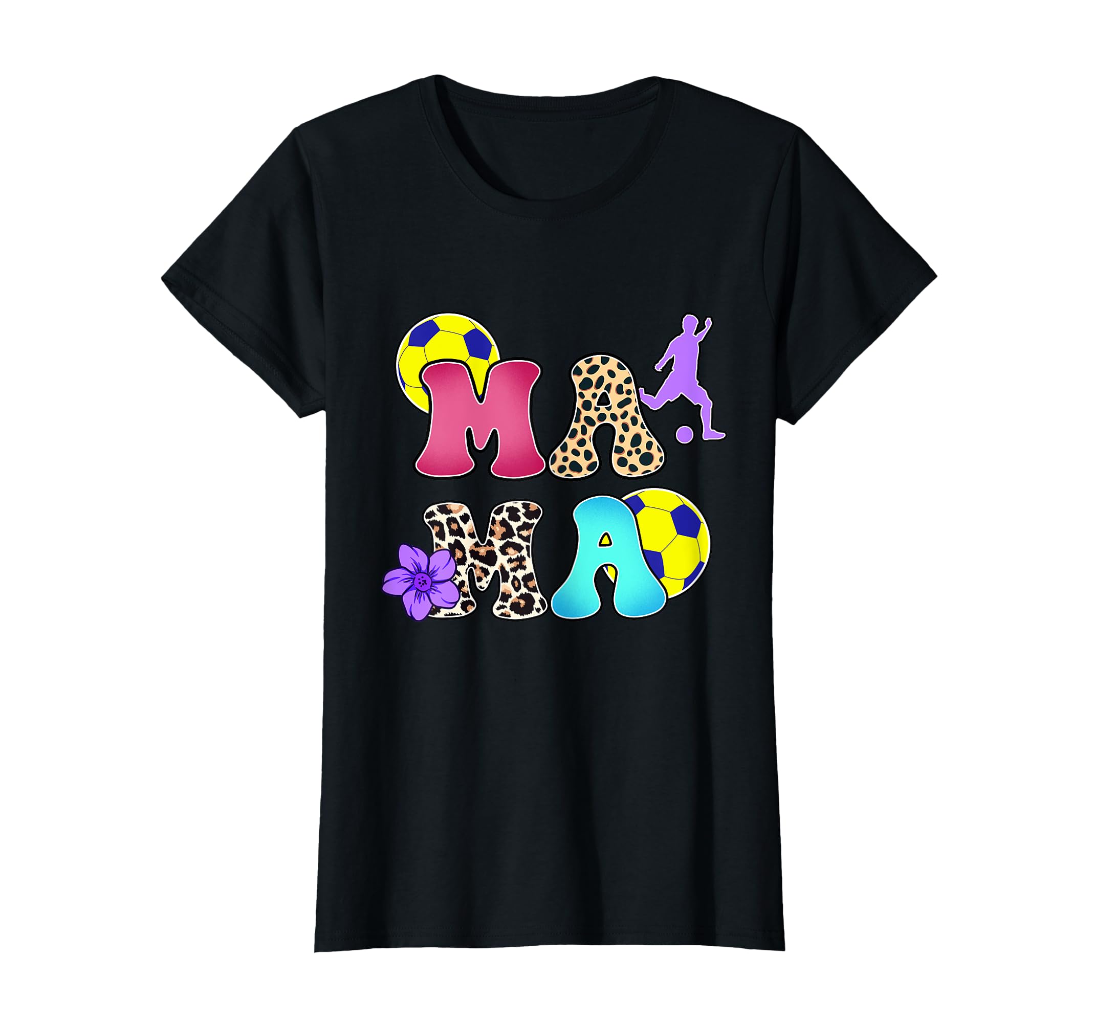 Soccer Mama Mom Leopard Hippy Game T-Shirt - Custom Art Print Men Women