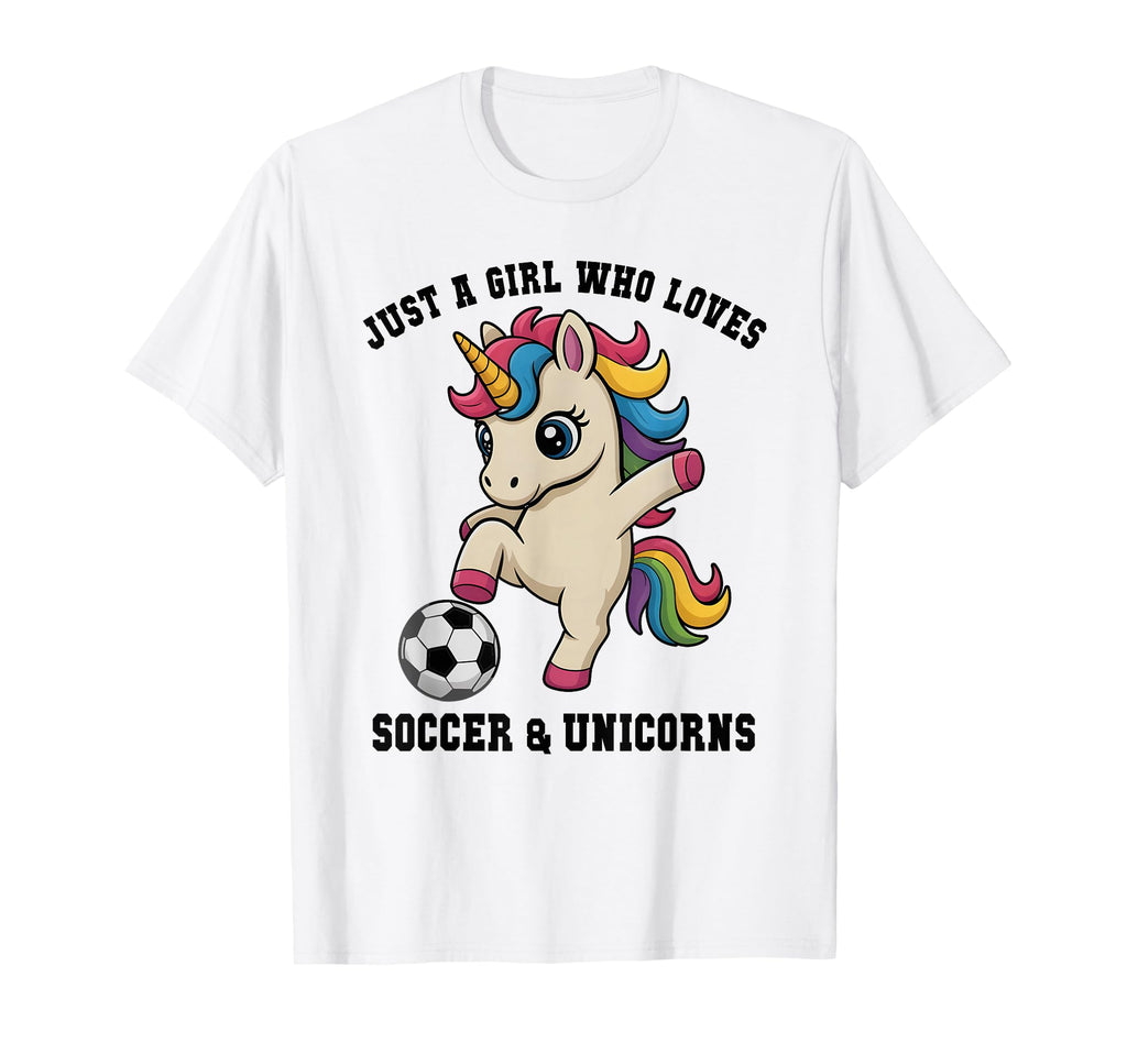 Kawaii Just Who Loves Soccer Unicorns T-Shirt - Minimalist Print Men Women
