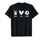 Soccer Peace Love Football Sports T-Shirt - Unique Graphic for Adults