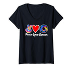 Peace Love Soccer Heart Ball Gift Love T-Shirt - Graphic Print Men Women