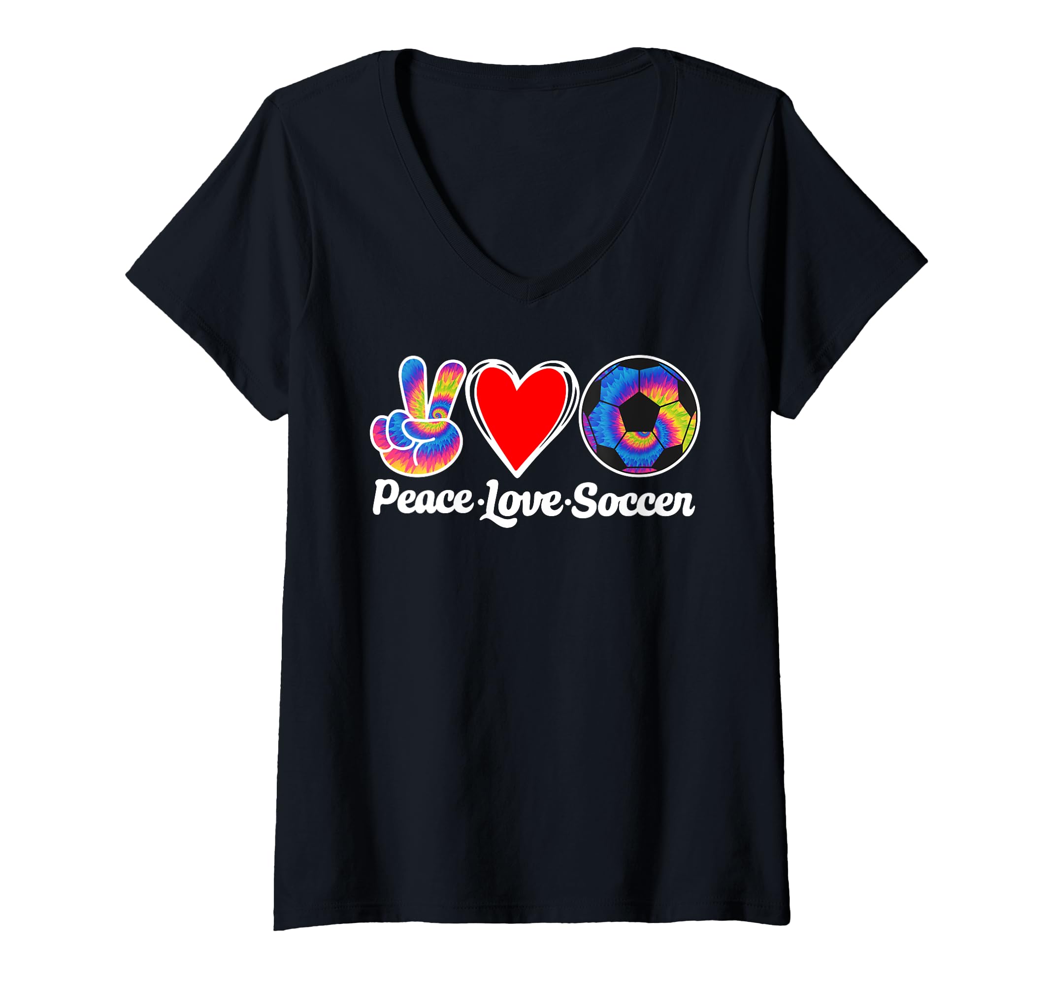 Peace Love Soccer Heart Ball Gift Love T-Shirt - Graphic Print Men Women