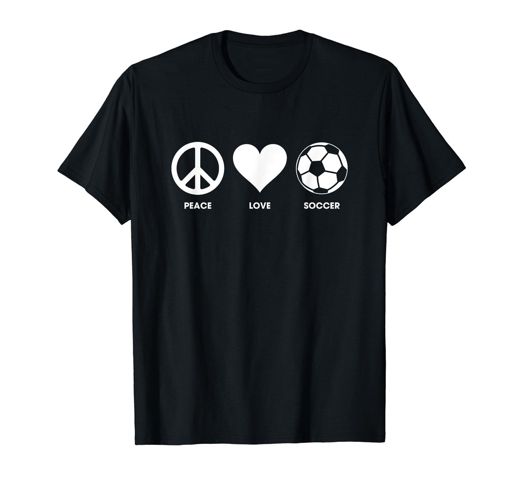 Peace Love Soccer T Shirts Shirts T-Shirt - Trendy Graphic for Adults