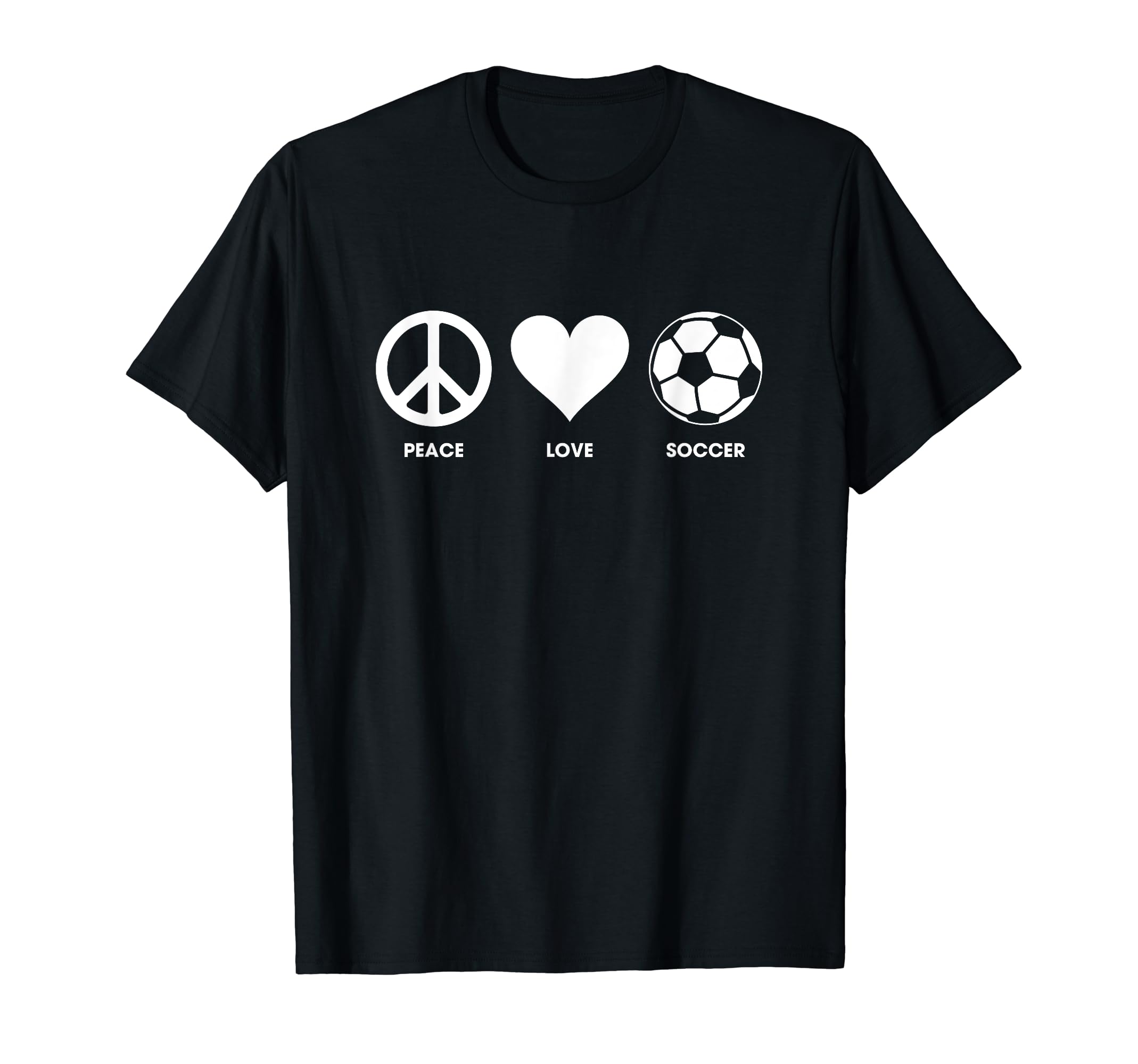 Peace Love Soccer T Shirts Shirts T-Shirt - Trendy Graphic for Adults