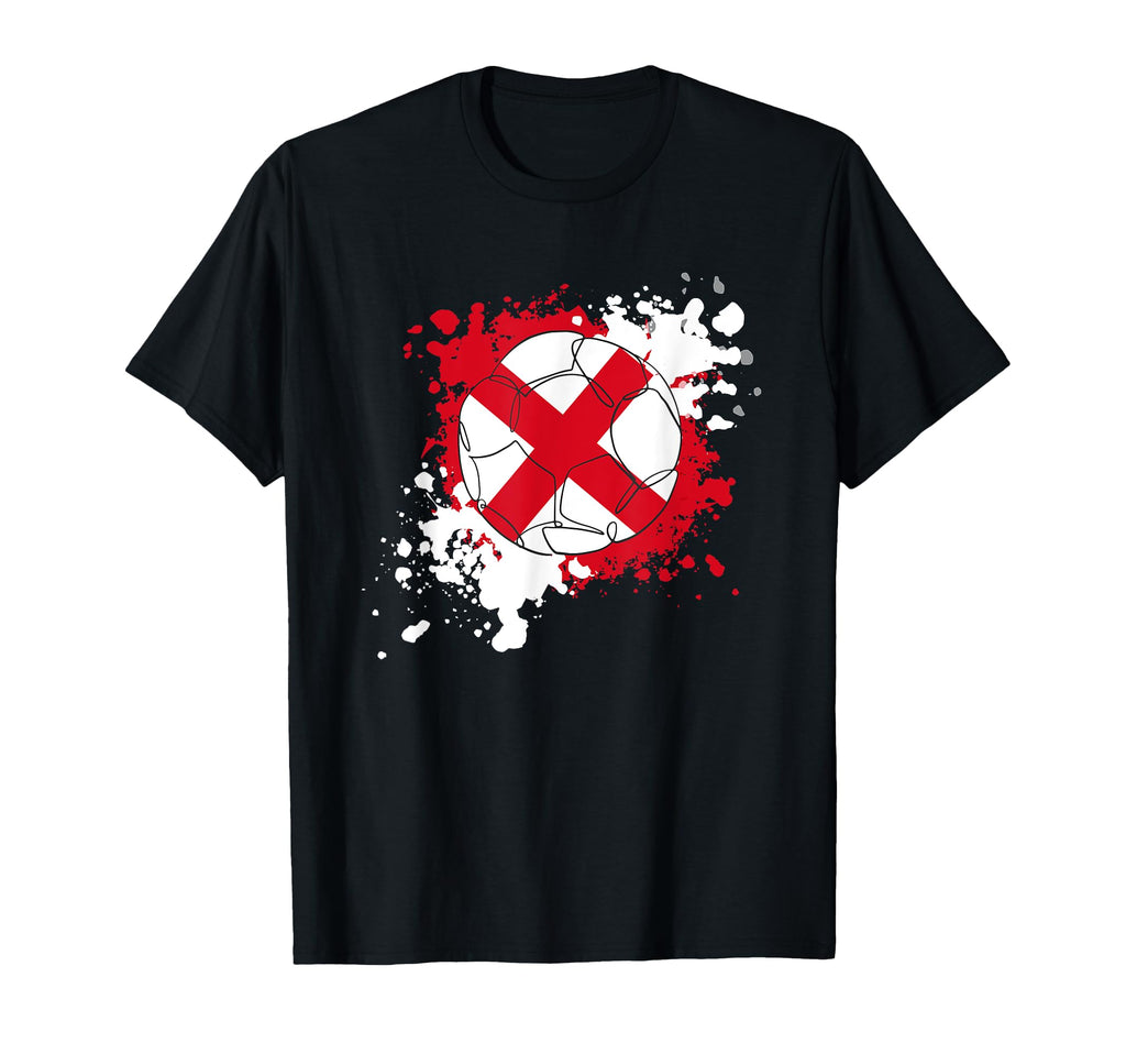Soccer Ball Flag England T-Shirt - Casual Everyday Wear Men Women