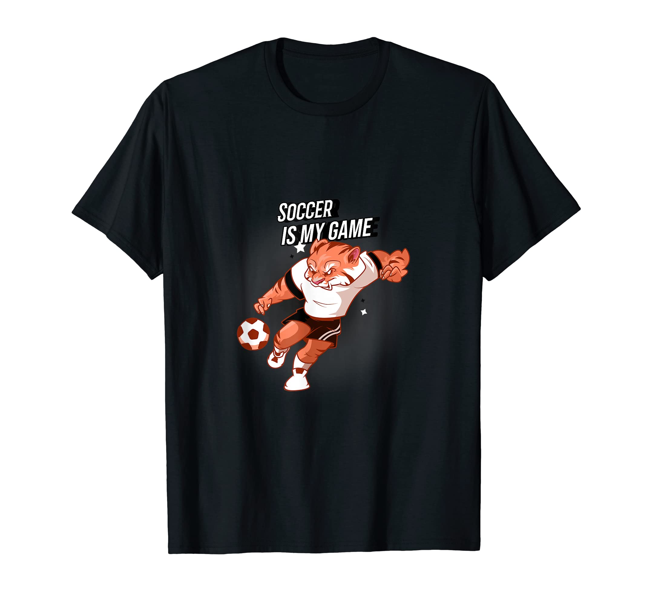 Soccer Is My Game Tiger Kicking Soccer T-Shirt - Novelty Apparel Unisex