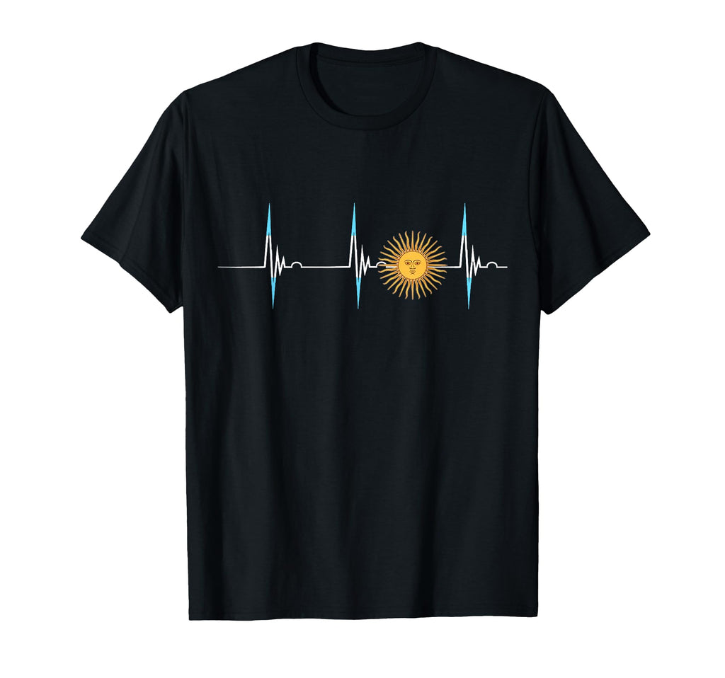 Argentina Sun May Heartbeat Ecg T-Shirt - Casual Everyday Wear for Adults
