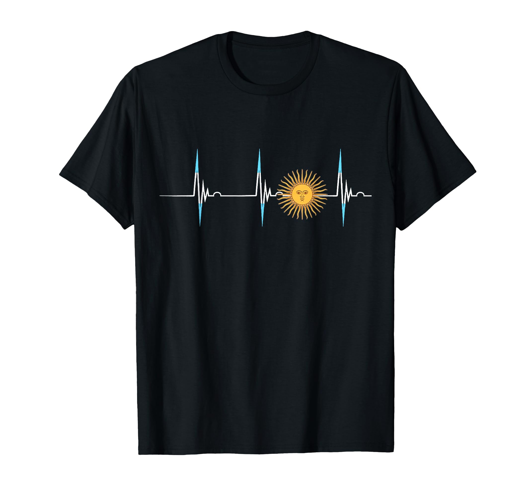 Argentina Sun May Heartbeat Ecg T-Shirt - Casual Everyday Wear for Adults