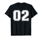 02 Jersey Number Baseball Football Soccer T-Shirt - Graphic Print Unisex
