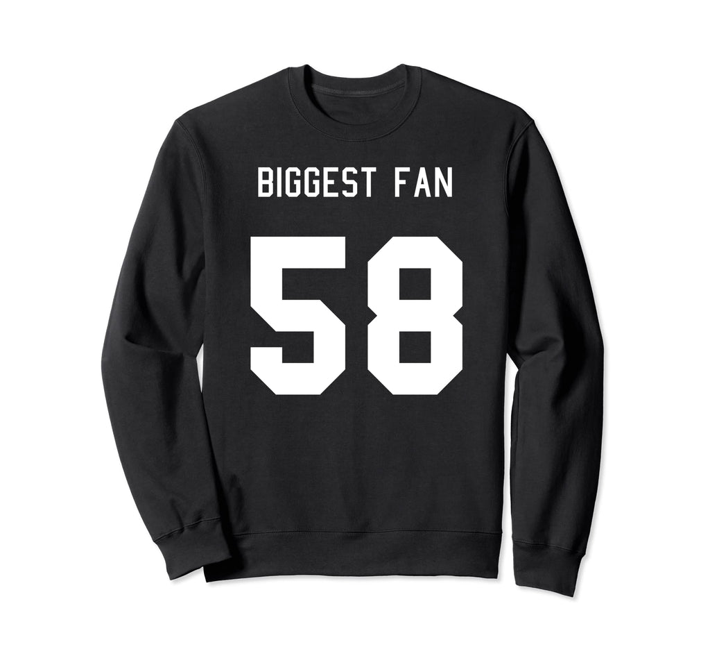 Number 58 Biggest Fan Sport Spirit Sweatshirt - Novelty Apparel for Adults