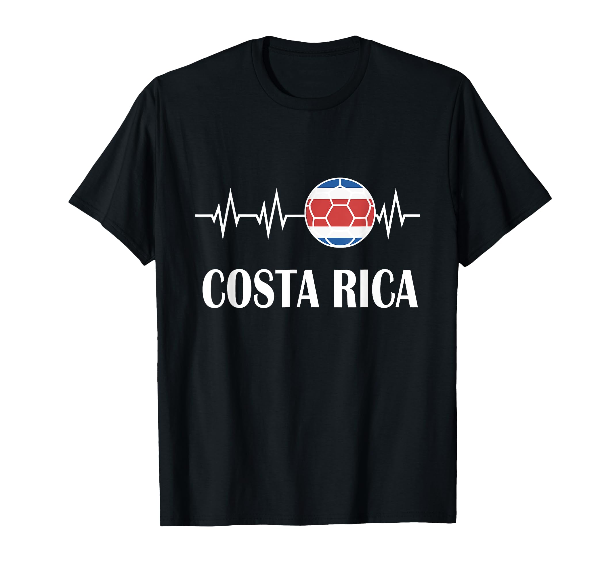 Soccer Heartbeat I Love Costa Rica T-Shirt - Unique Graphic Men Women