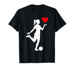 Soccer Valentines Day Heart Love T-Shirt - Casual Everyday Wear Men Women