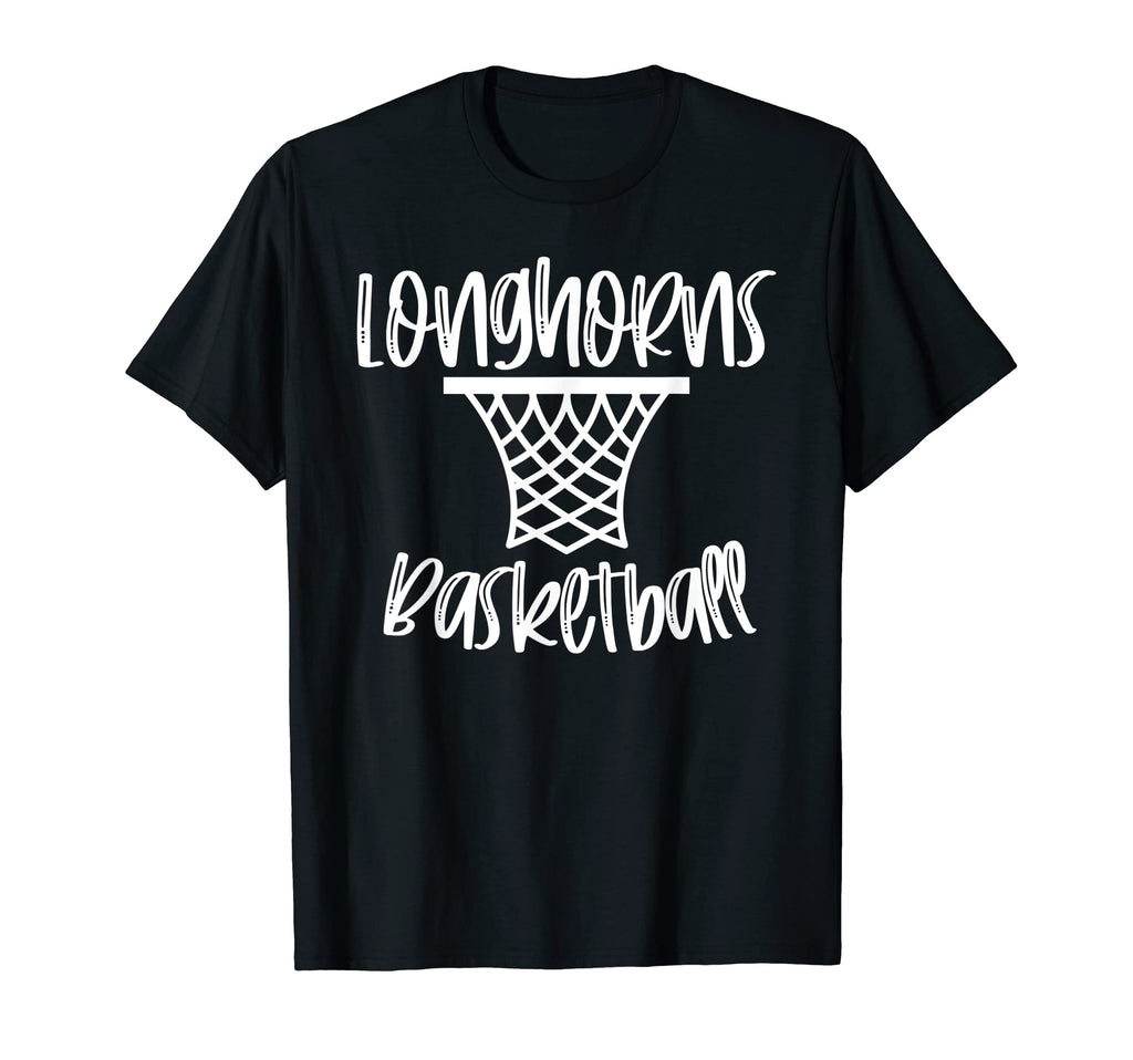 Longhorns Basketball Team Mascot School T-Shirt - Trendy Graphic Men Women