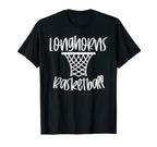 Longhorns Basketball Team Mascot School T-Shirt - Trendy Graphic Men Women