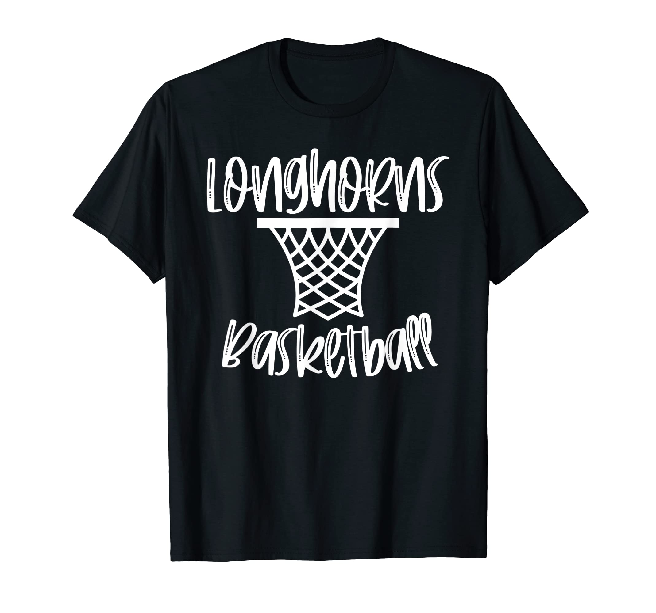 Longhorns Basketball Team Mascot School T-Shirt - Trendy Graphic Men Women