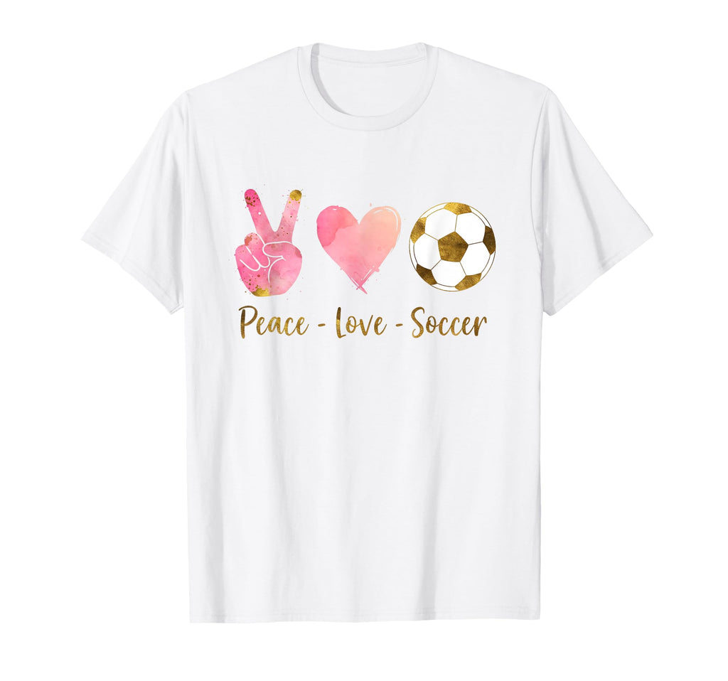 Peace Love Soccer Teen T-Shirt - Graphic Print for Adults