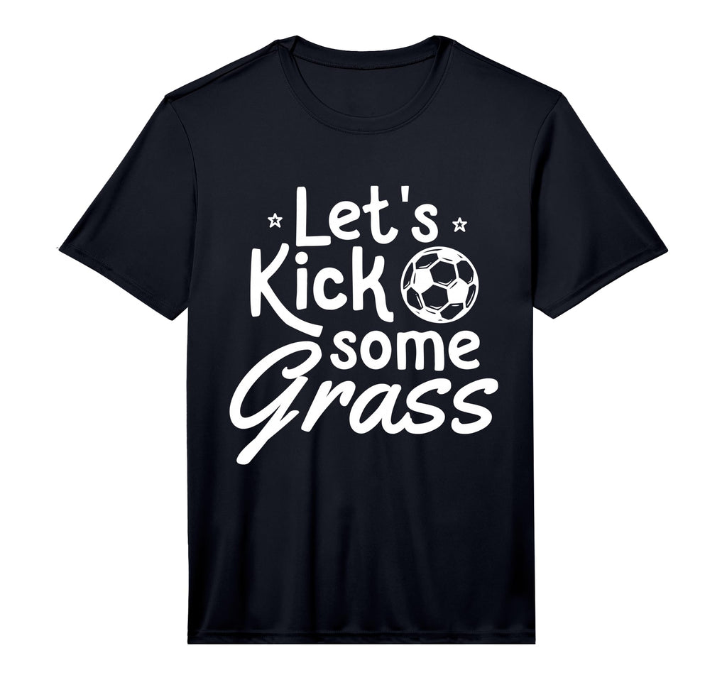 Mens Lets Kick Some Grass Soccer T-Shirt - Custom Art Print for Adults
