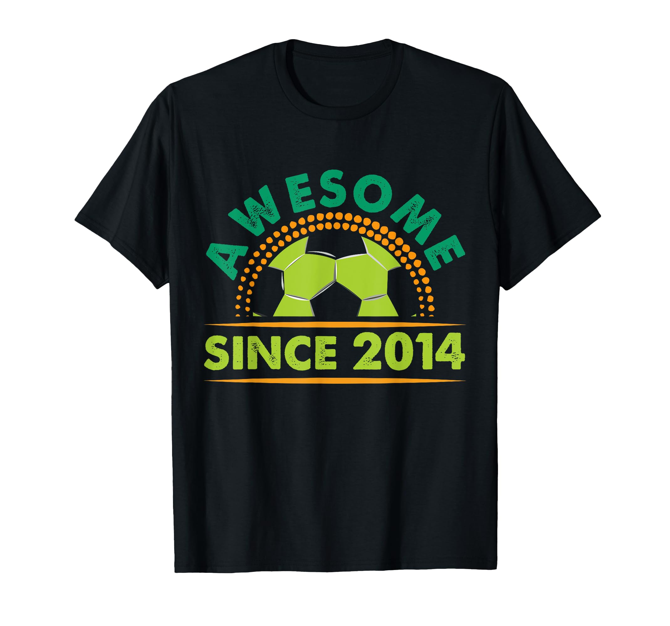Awesome Since 2014 Funny Soccer T-Shirt - Casual Everyday Wear Unisex