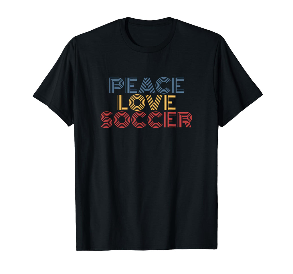 Peace Love Soccer 70S T-Shirt - Graphic Print for Adults