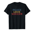 Peace Love Soccer 70S T-Shirt - Graphic Print for Adults