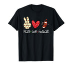 Peace Love Football Lovers American Sport T-Shirt - Novelty Apparel Unisex