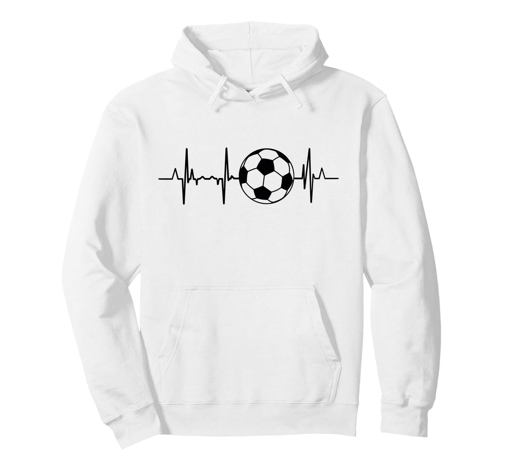 Soccer Ecg Football Heartbeat Hoodie - Casual Everyday Wear for Adults