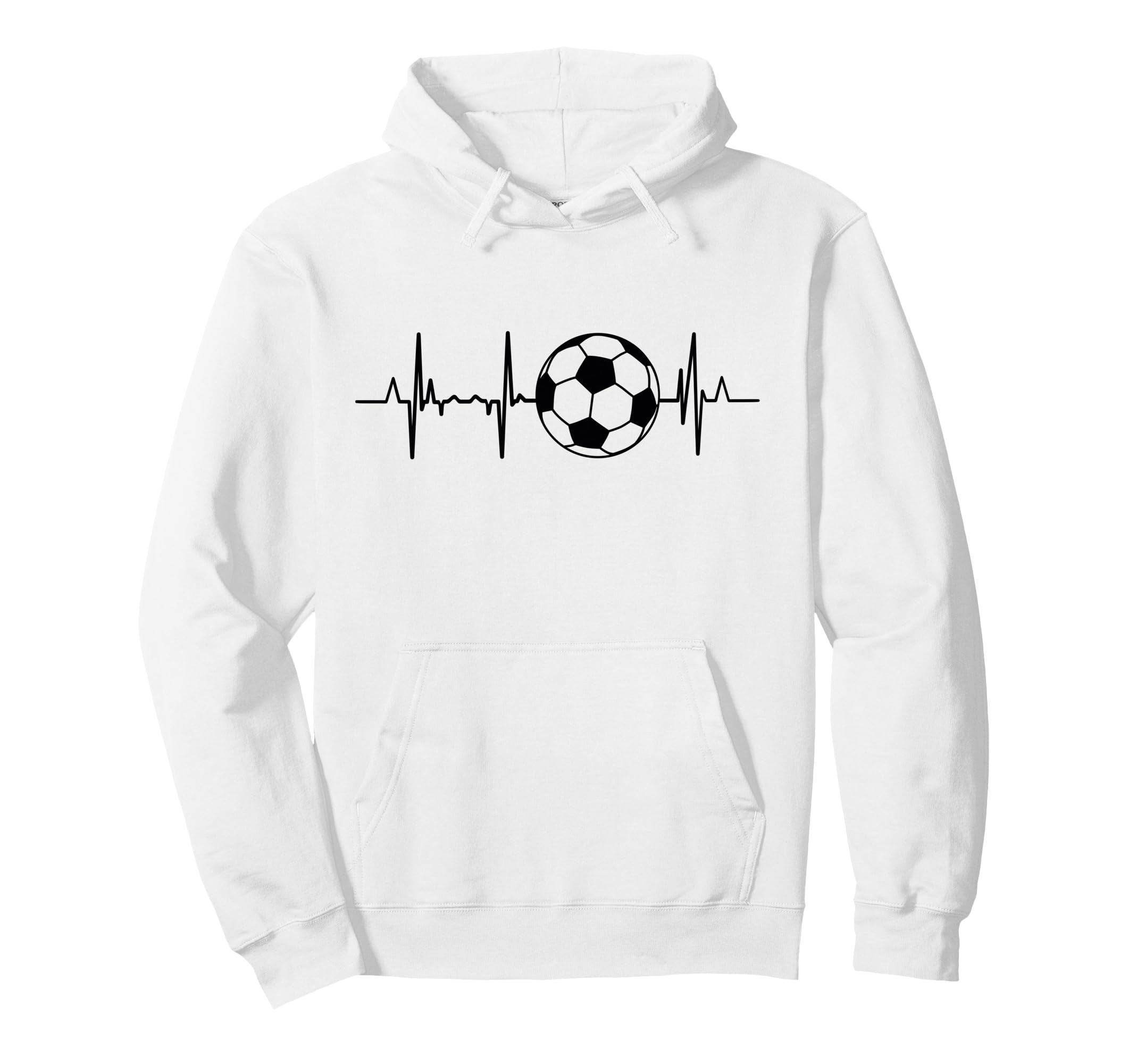 Soccer Ecg Football Heartbeat Hoodie - Casual Everyday Wear for Adults