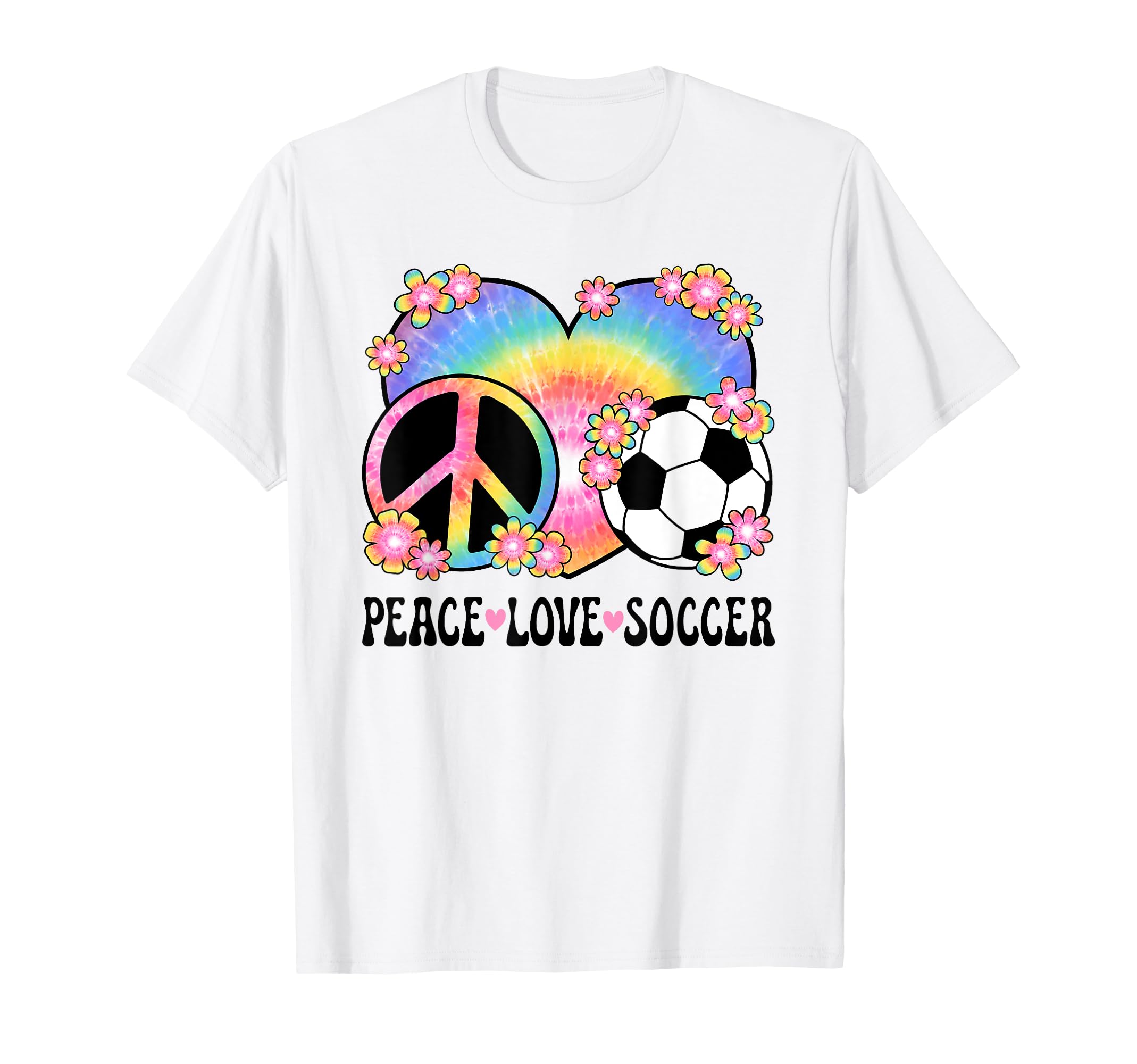 Peace Love Soccer Lover 60S 70S T-Shirt - Casual Everyday Wear for Adults
