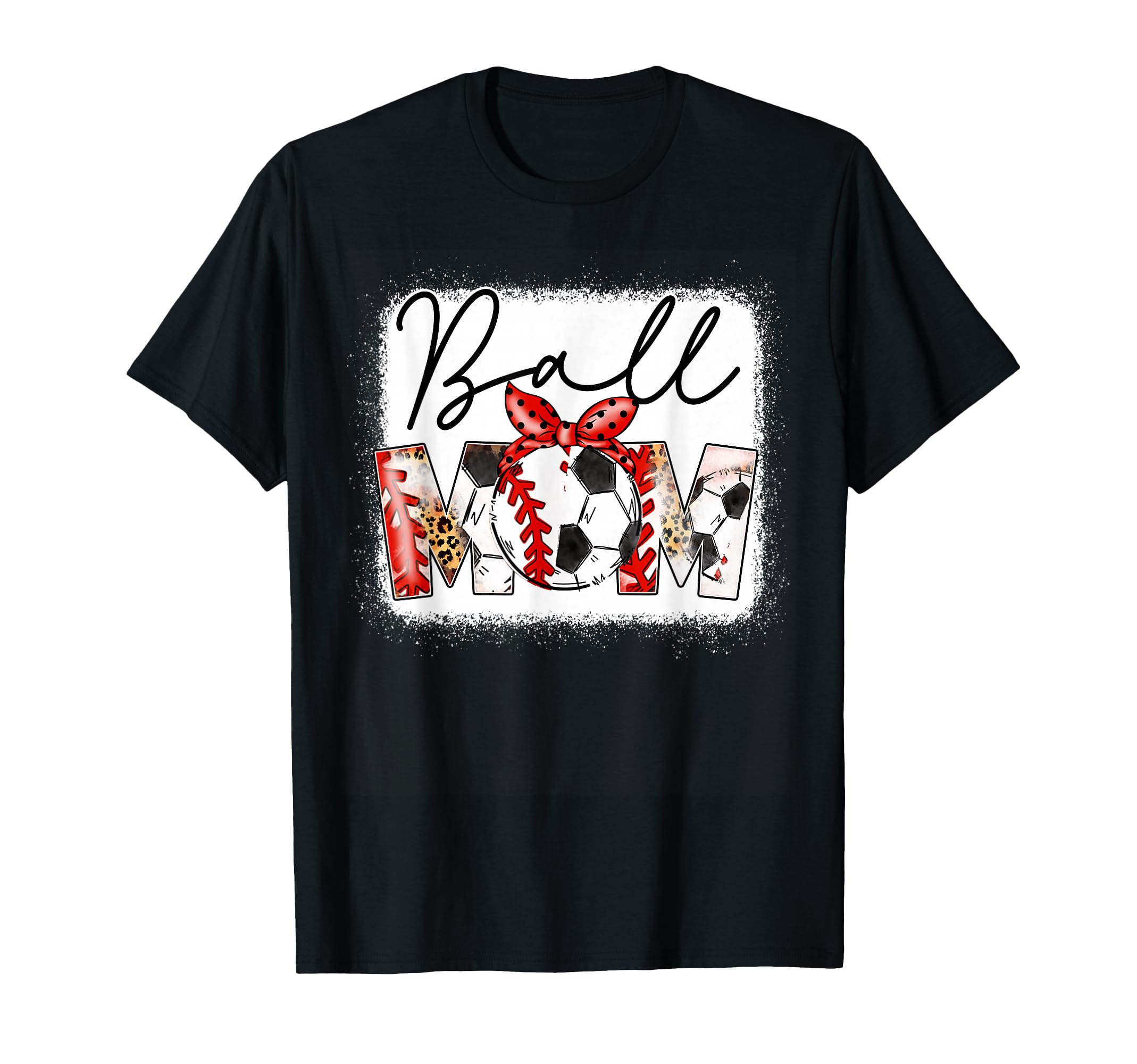 Mom Both Heart Soccer Baseball T-Shirt - Fun Novelty Design Men Women