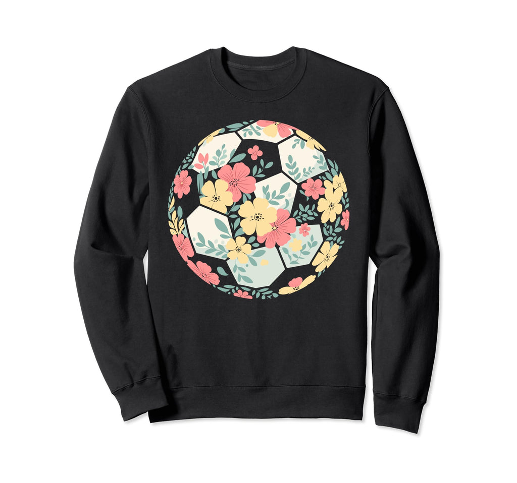 Floral Flower Soccer Player Mom Sweatshirt - Casual Everyday Wear Unisex